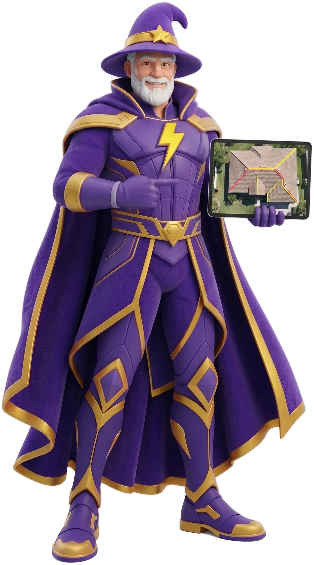 The WeatherWiz wizard reviewing a virtual roof measurement.